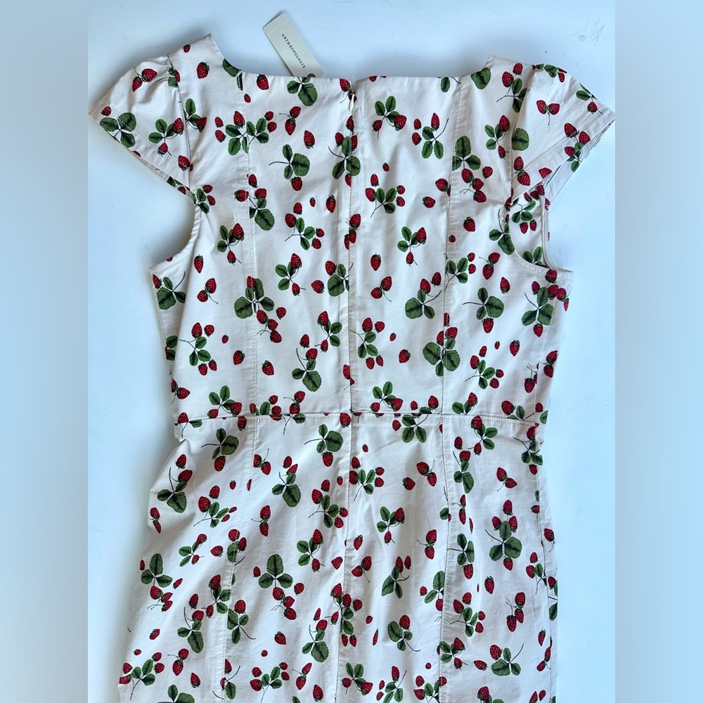 NWT Anthropologie Maeve Cecily Fit & Flare Midi Strawberries Sweetheart Dress, L - Picture 9 of 16